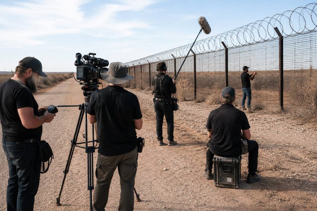 Film crew filming for Southwest Microwave