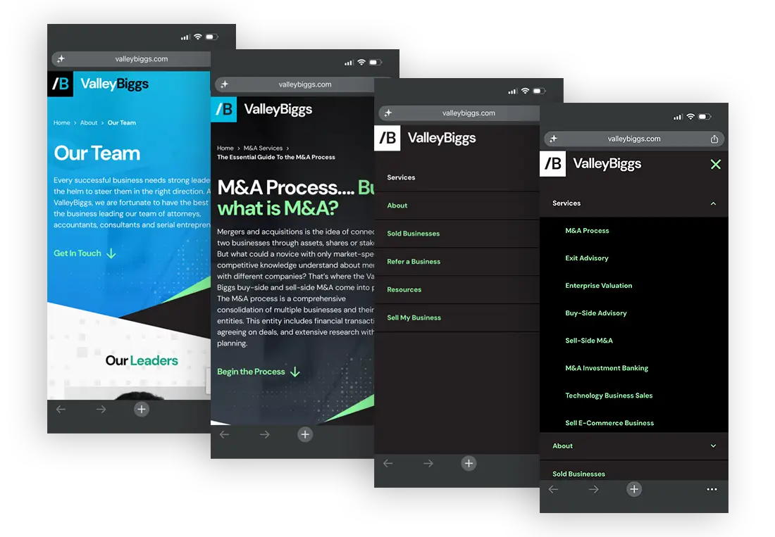 Four mobile interface screenshots