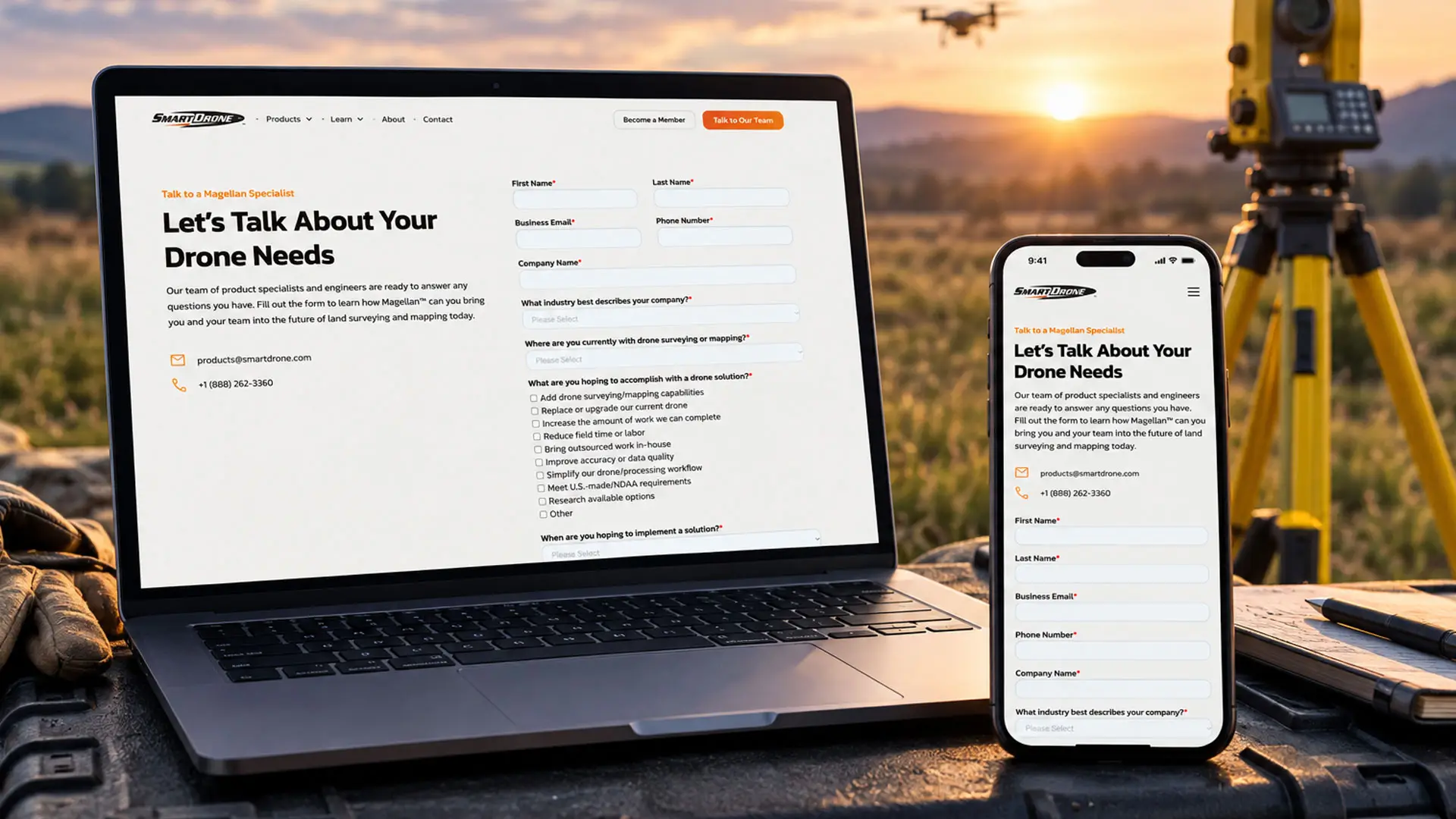 Interface mockup with desktop and mobile variations